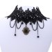 Yazilind Lolita Black Braided Fabric Lace Choker Beads Tassel Chain Necklace 14in