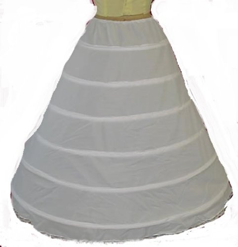 6-Bone-X-Full-Hoop-Skirt-Bridal-Renaissance-Civil-War-Skirt-Slip-160DSXF-White-0-0