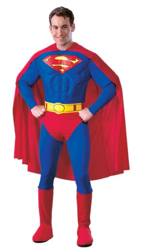 DC Comics Deluxe Muscle Chest Superman Costume, As Shown, Medium
