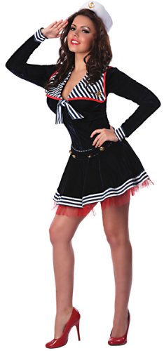 Delicious Women’s Pin Me Up Sailor Sexy Costume, Blue/Red/White, Large/X-Large