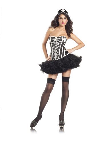 Be Wicked Costumes Women’s Nurse Costume, Black/White, Medium/Large