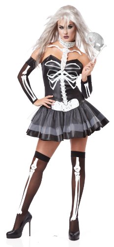 California Costumes Women’s Platium Collection – Skeleton Masquerade Adult, Black/White, Small