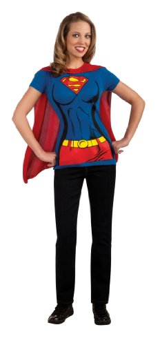 DC-Comics-Super-Girl-T-Shirt-With-Cape-Blue-Medium-Costume-0